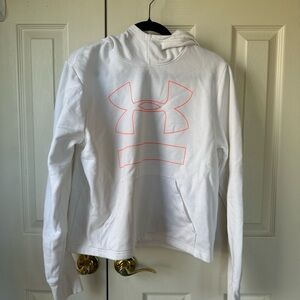 Under Armour White Hoodie with Neon Pink Logo